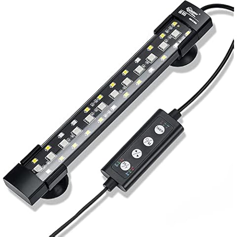 hygger Spectrum Hidden Fish Tank Light with 3 Rows Beads 7 Colors Auto On Off Sunrise-Daylight-Moonlight, Adjustable Timer Brightness 8W Cover