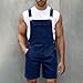 Men's Denim Bib Overall Ripped Distressed Jean Fashion Casual Adjustable Strap Loose Fit Shorts Jumpsuit Work Coveralls