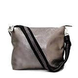 [サロンドアルファード] ショルダーバッグ レディース 軽量 大容量 斜めがけ 大きめ 本革 革 レザー 通勤 おしゃれ 人気 ブランド 日本製 軽いバッグ 幅広ショルダーで肩が楽 使いやすい ポケット多い 収納多い 誕生日 プレゼント ギフト 母の日 敬老の日 祖母 母 妻 黒 グレー (ガンメタ)