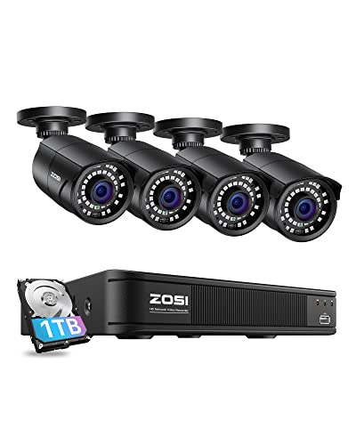 Zosi 8 Channel 5Mp Poe Home Security Camera System Outdoor, 4 X Wired 5Mp(3K) Bullet Poe Ip Cameras, 8Ch Poe Nvr With 1Tb Hdd For 24/7 Recording, Motion Detection, Remote Control #TOP6