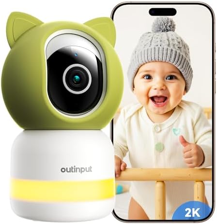 Outinput 2K 4MP Smart Baby Monitor - 355° PTZ WiFi Baby Monitor w...