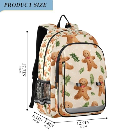 Bolaz Kids' School Backpack with Safety Reflectors Strip,Great for Boys & Girls Ages 6–12,Humanoid Biscuit Leaves Pattern2