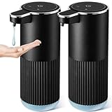 RYTOXILO Automatic Soap Dispenser, 2 Pack Black Touchless Liquid Soap Dispenser for Bathroom, 13.5 Fl Oz Plastic Electric Auto Dish Soap Dispensers Wall Mount for Kithcen with Adjustable Volume