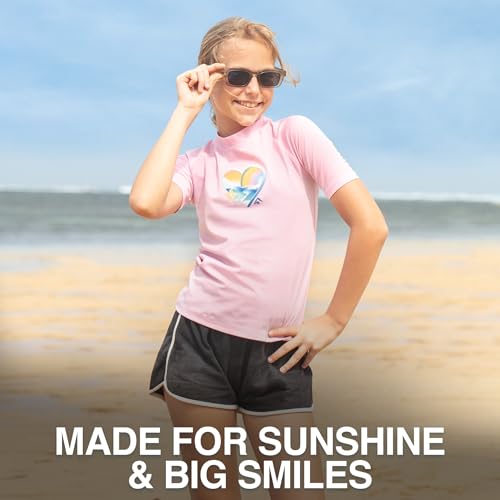 Image of Kanu Surf Girls' Jade Rash Guard UPF 50+ Sun Protection Short Sleeve Swim Shirt