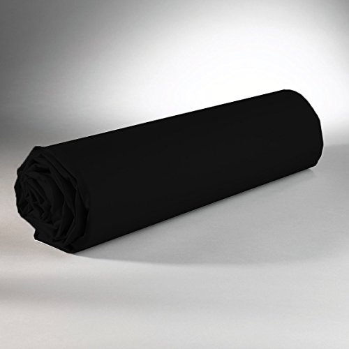 Maison & Marques Drap Housse 160 x 200 cm 100% Coton - Noir Cover