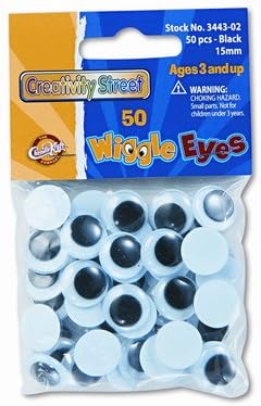 Round Black Wiggle Eyes, 15mm, 50 Pieces per Pack [Set of 3]