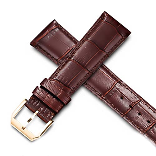 Bracelet pour IWC Pilot 21mm en cuir véritable avec boucle dorée résistante
