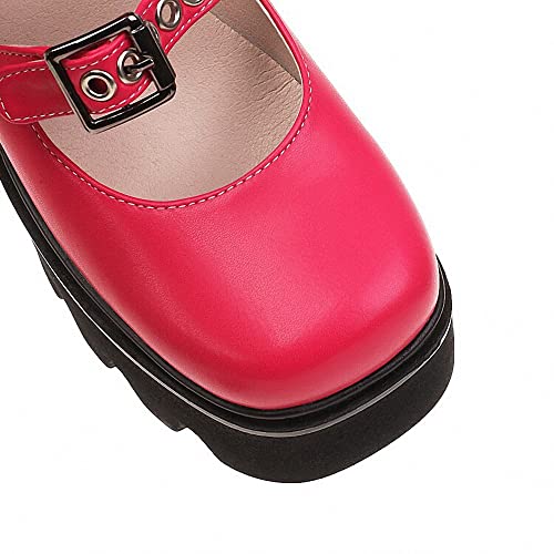 Image of Women's Platform Mary Janes Heart Cat Buckle Rivets Ankle Lolita Gothic Princess Platform Pumps Patent Leather Thorn Vintage Traditional Embroidery Upper Dress Shoes