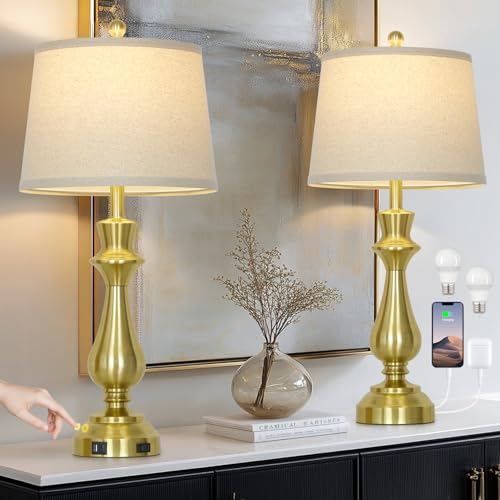 luxeflow Modern Gold Table Lamps Set of 2 for Living Room,30