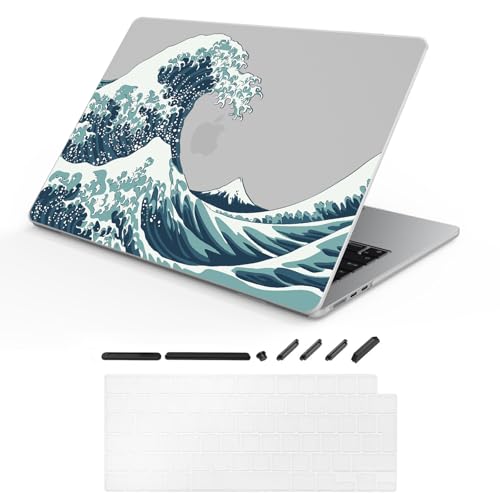Ya en manzanajugosa.com: TeDaWen Funda para MacBook Compatible con MacBook Air de 15.3 Pulgadas 2025-2023 (Modelo: MacBook Air 15 A3241 M4 A3114 M3 A2941 M2 Chip), Funda rígida con Cubierta de Teclado，Olas -1