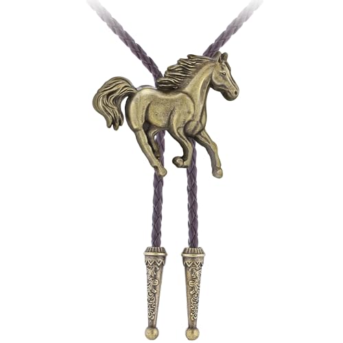 Image of GelConnie Bolo Ties for Men Women Western Cowboy Tie Mens Western Necklace Leather Necktie Gold Bolero Tie Cowboy Necklace