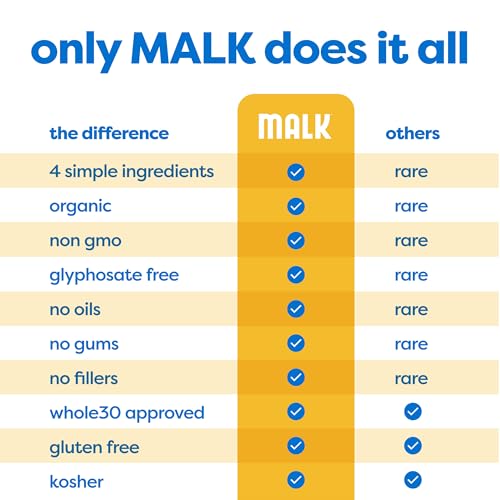 Image of MALK Unsweetened Vanilla Almond Milk - Organic & Shelf Stable - 32OZ 6-Pack | Plant-Based Milk For Cereal, Smoothies, Coffee Creamer, Dairy Free & Vegan, Non GMO, No Gums or Fillers