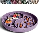 ne&no Comedero antienredos para perros y gatos I Slow Feeder I Estera para lamer perro con gran ventosa I Esterilla para lamer gato para comida húmeda y comida seca (lila fresco)
