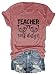 YORAURT Teacher Off Duty Shirts for Women Funny Graphic Tops Crew Neck Teacher T Shirts Short Sleeve Casual Tees Rose Gold