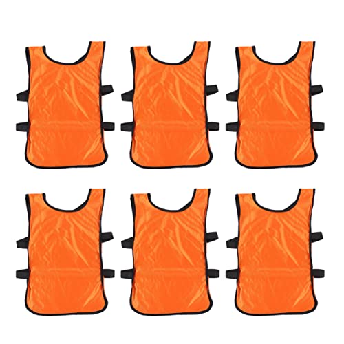 MUSISALY 6Pcs Orange Breathable Soccer Training Vests Lightweight Pinnies for Football Practice Comfortable Jerseys for Youth Sports Activities