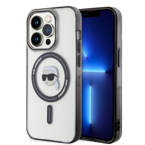 KARL LAGERFELD KLHMP15XHKHNOTK Coque Rigide Transparente pour iPhone 15 Pro Max 6,7" IML Karl's Head