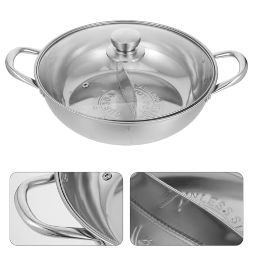 Pot à Hot Pot Double Saveur en inox avec couvercle transparent pour repas - 7