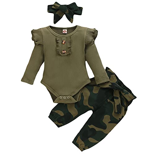 Image of 3PCS Newborn Baby Girl Halloween Outfit Infant Fall Baby Girls Clothes,Pumpkin Romper Bodysuit Tops Jumpsuit