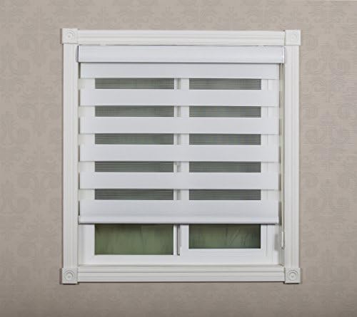 Combi Shades Premium for French and Sliding Glass Door; Zebra Dual Shades, Fabric: Soleil; DIY [1-Shade] (36w X 84h Inch (Left Cord), White)