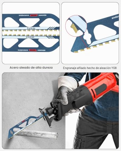 Miniatura 4 de 2pc Hojas De Sierra Sable, 305mm Sierra De Sable, Accesorios Hoja De Sierra Sable Universal Para Metal, Madera, Hormigón Poroso,Ladrillo,Placa De Cemento S1243hm