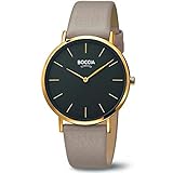boccia uhren damen weiß Ziffernblatt: schwarz Boccia Damen Analog Quarz Uhr mit Leder Armband 3273-04