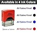 Printtoo All Sales Final Self Inking Rubber Stamp Pre,Inked Office Stamp, Home Office Business Stationery, 38 x 14 mm, Red