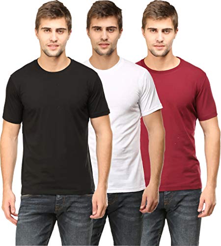 Image of RSO Outfits Men's Regular Fit Plain Half Sleeve Round Neck T-Shirt Combo Pack of 3
