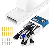 shinfly Canaleta para TV 0.8m – Canaletas de PVC para Cubrir Cables en Pared, Oculta hasta 1~10 Cables, Canaleta Autoadhesiva – Ideal para la Instalación de TV – 40cm(L) x60mm(An) x18mm(Al) - Blanco