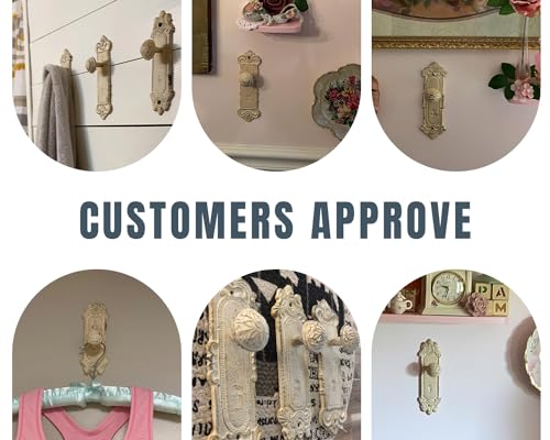 Comfify Shabby Chic Cast Iron Decorative Wall Mounted Hooks – Silver W/Black - Door Knob Coat Hooks For Wall thumb #6