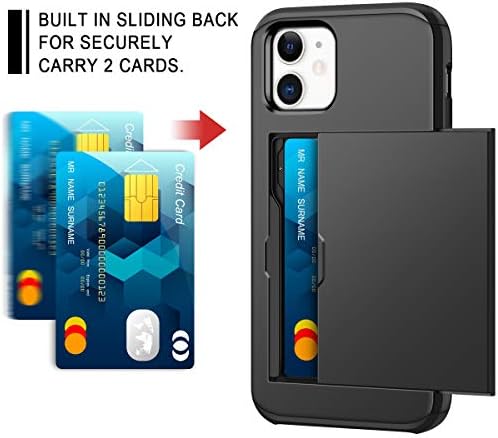 Coolden Compatible with iPhone 12 Mini Case Shockproof Case for iPhone 12 Mini Wallet Case Protective Rubber Bumper Phone Case Card Holder Slot Wallet Case Compatible with iPhone 12 Mini (Black)