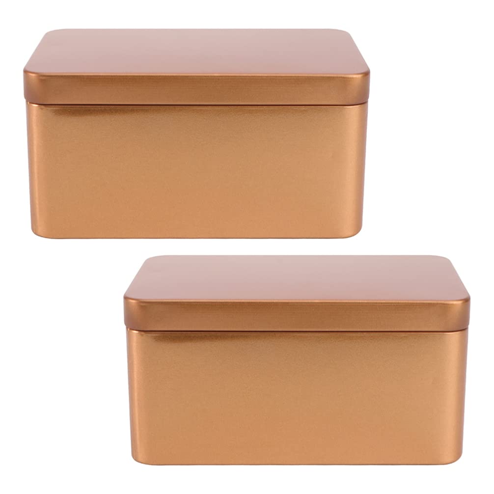 Pack De 2 Latas De Hojalata Con Tapa Hermética - Envases Rectangulares Metálicos Para Té, Café, Especias O Dulces, Color Aleatorio, Tamaño 13x8 Cm, Apto Para Alimentos