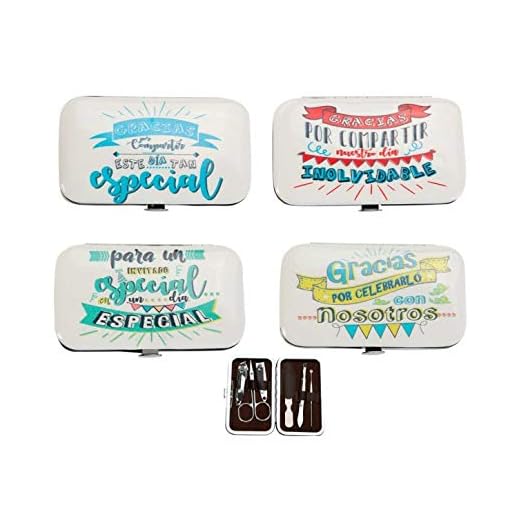 Lote de 10 Sets de Manicura Frases - Estuches, Estuche Manicura Originales Baratos para Detalles de Bodas, Bautizos, Comuniones, Recuerdos y Regalos Cumpleaños