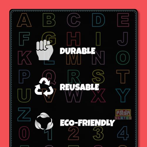 Image of TOKYODO Pre-Printed Rewriting Slates Chalk Board for Kids, Double Sided Writing Learning Black Board, with 4 Letter Spelling Cards (Pack of 4, Capital)
