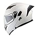 1Storm Motorcycle Modular Full Face Helmet Flip up Dual Visor Sun Shield: HB89 Glossy White