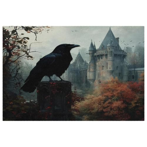 Set de table château de corbeau 30x45cm lot de 6 tapis de table résistant chaud