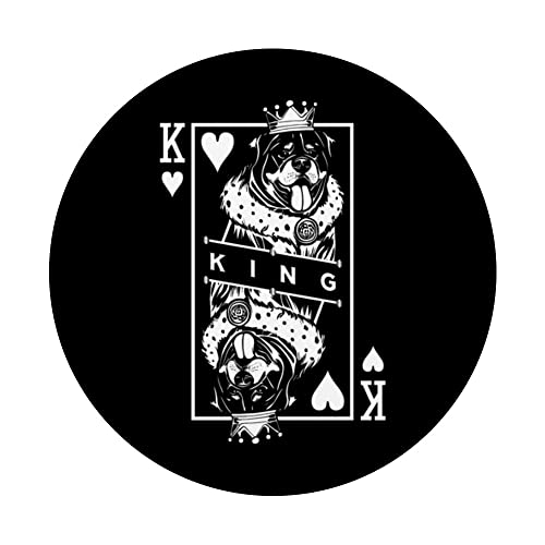 Rottweiler King Of Hearts Dog Lover Playing Card Pop Art PopSockets Swappable PopGrip, Black - Image 3