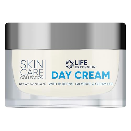 Life Extension Skin Care Collection Day Cream, retinyl palmitate, rice bran ceramides, shea butter, green tea, daytime nourishment to regenerate collagen & moisturize skin, 1.65 oz (47 g)