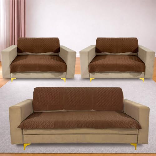Image of Homerz Premium Petal Charm Sofa Cover | Embossed Floral Pattern | Soft Touch, Anti-Dust & Easy Wash Fabric Cloth, Washable and Durable (Rust, 7(3+2+2) Seater, Seat Cover with Backrest)