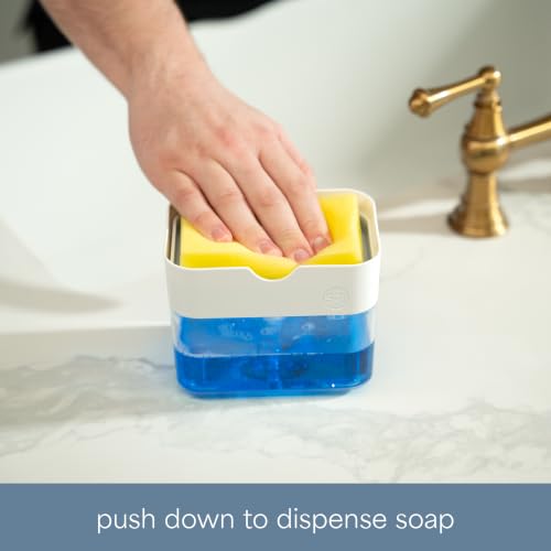 Image of S&T INC. Dish Soap Dispenser and Sponge Holder, Matte White