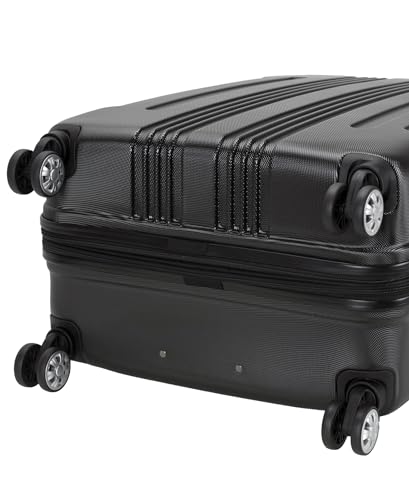 Image of Rockland London Hardside Expandable Spinner Wheel Luggage, Black, Checked-Large 28-Inch