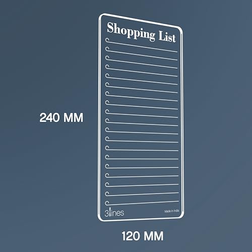 Image of 3 Lines Shopping List Fridge Magnet with Marker|Smart Planning & Shopping for Family, Working Professionals|to Do List| Acrylic Magnetic Notepad for Kitchen Organisation|12x24 cms|Kiwi Color|Large
