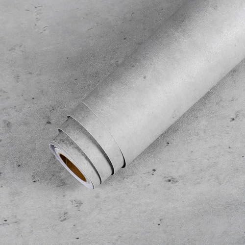LaCheery Extra Thick Stained Concrete Wallpaper Peel and Stick Plain Grey Cement Contact Paper Vinyl Concrete Wall Paper Roll for Bedroom Wall Kitchen Countertops Table Plastered Effect 15.8 x 80 Inch