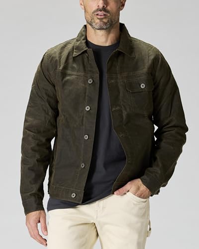 Huckberry Men Flannel-lined Waxed Trucker Jacket - Tall Fit Flint and Tinder Flannel Lined Waxed Trucker Jacket