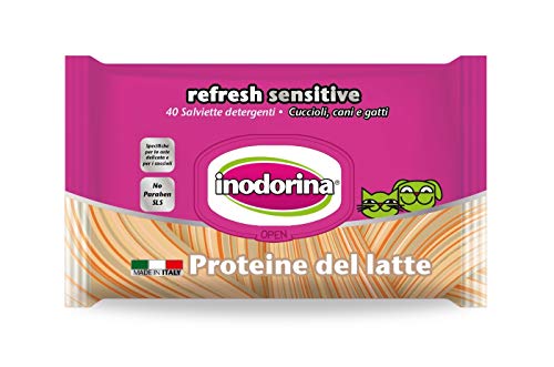 INODORINA Lot de 40 lingettes nettoyantes pour Chiens et Chats  Sensitive protéine de Lait