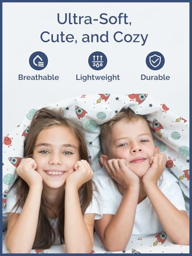 Image of Kids Queen Space Aliens Bed Sheets - 4 Piece Kids Space Aliens Sheet Set