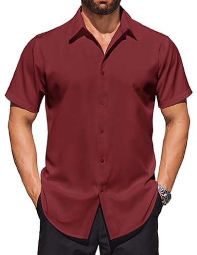 COOFANDY Mens Short Sleeve Dress Shirts Stretch Wrinkle Free Button Down Shirt Casual Summer Top