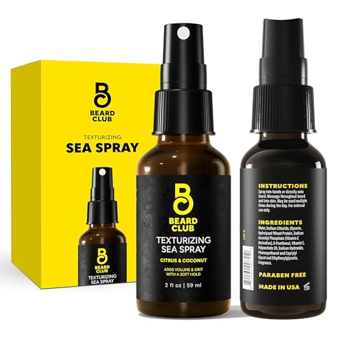 Beard Club Sea Salt Texture Spray for Men &amp; Women - Thickening, Volumizing, Curl-Defining for All Hair Types - Paraben, Sulfate, Alcohol-Free