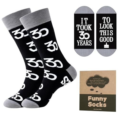 Effeet 30th Birthday Gifts Mens Socks Calf-length Cotton Size 9-11 Novelty Funny Birthday Socks Gift for Dad/Grandad/Husband