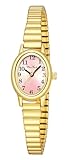 Diaofendi Petite Women's Easy Reader Watch, Analog Women Watch with Stainless Steel Expansion Band, Water Resistant (Gold-Light Pink, M(5.9'-7.5'))