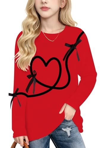 Image of Valentines Shirts for Girls Toddler Cute Love Heart Long Sleeve Casual Tee Tops